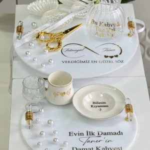 Beyaz Cam Söz Tepsisi