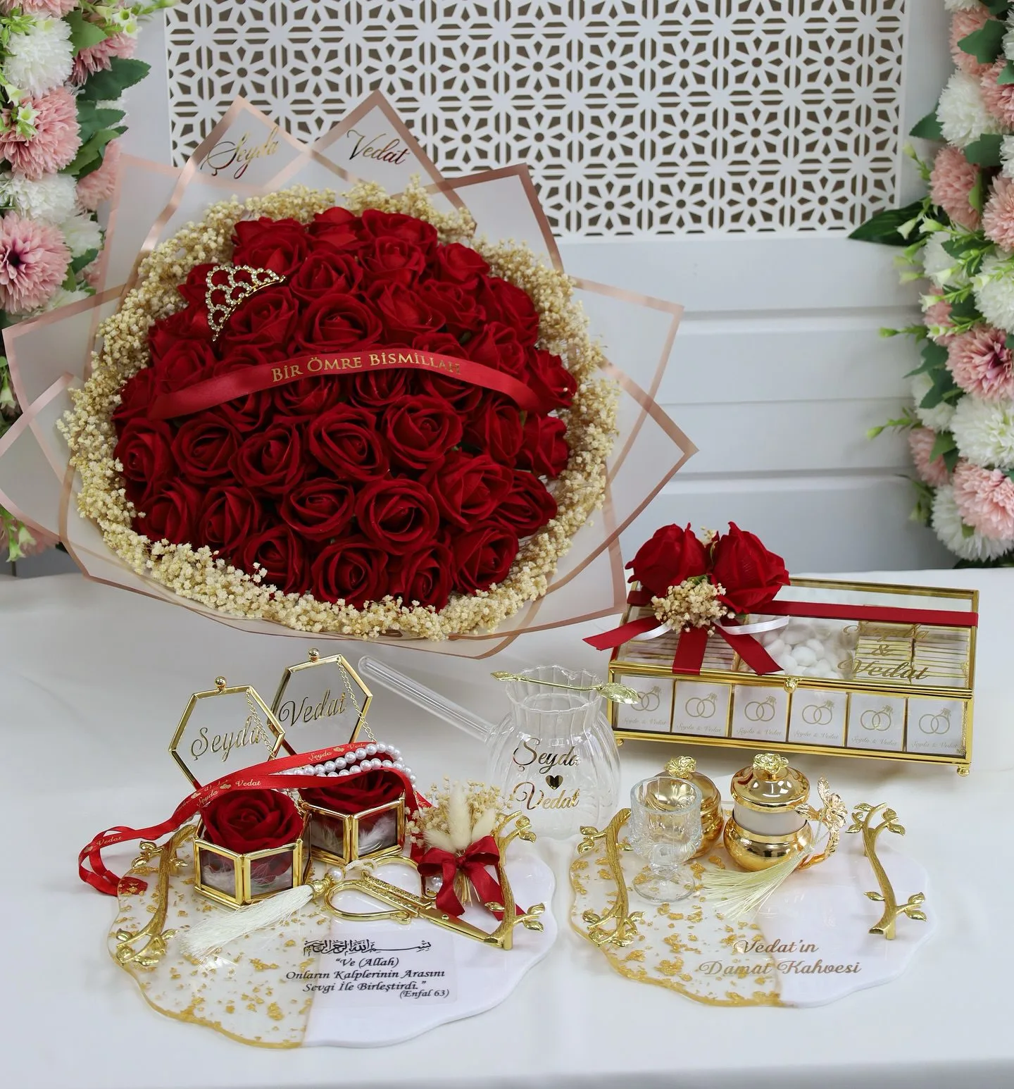 Epoksi Nişan Tepsisi Gold